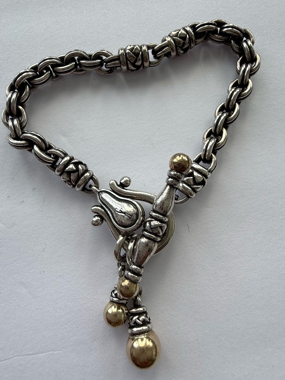 Scott Kay Two-Tone Silver and Gold Accent Toggle Bracelet